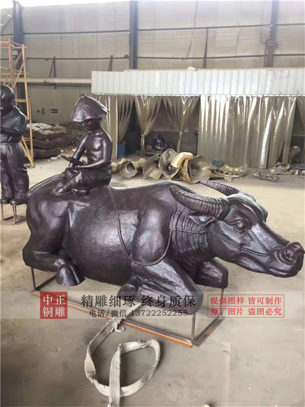 牧童騎牛銅雕