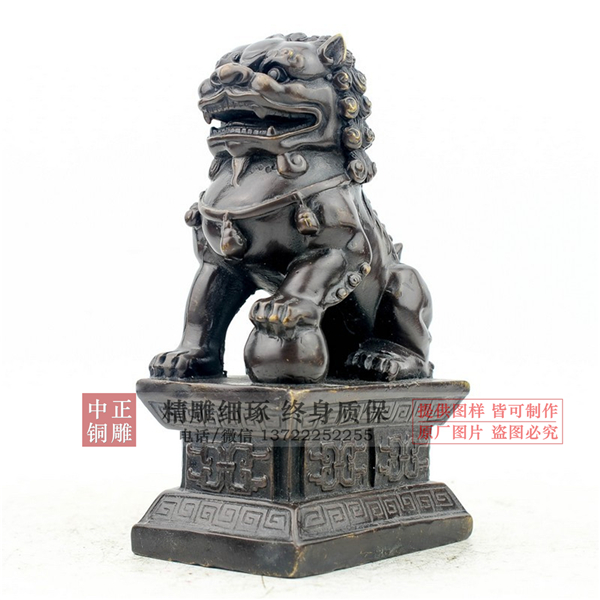 桌面銅獅子擺件