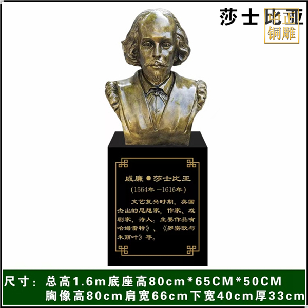 莎士比亞西方人物銅雕塑