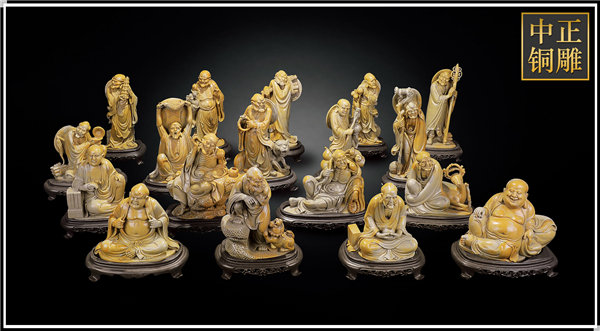 壽山銅雕十八羅漢擺件