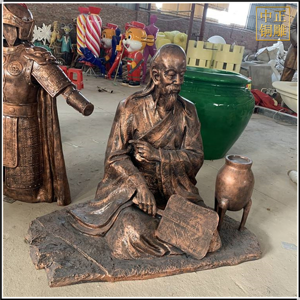 古代熬藥人物銅雕塑鑄造