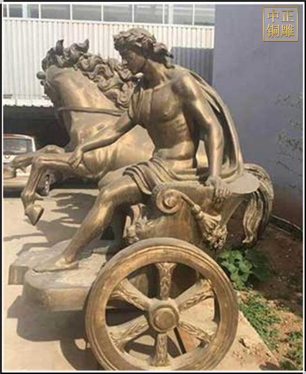 西方少年騎馬人物銅雕塑
