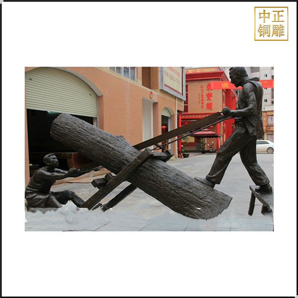 民俗木匠人物銅雕塑