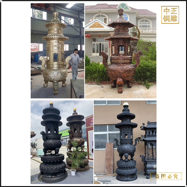 鑄造長(zhǎng)方形帶蓋銅香爐