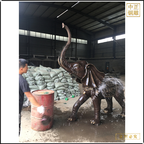 酒店別墅門(mén)口銅雕大象加工制作