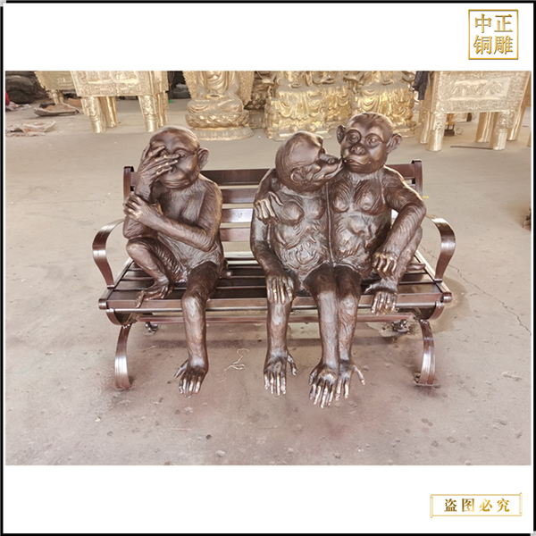 三只小猴子雕塑