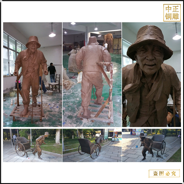 園林景區(qū)拉車(chē)人物雕塑