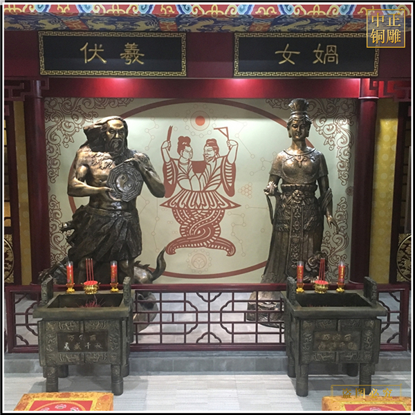 上古女媧伏羲神像銅雕