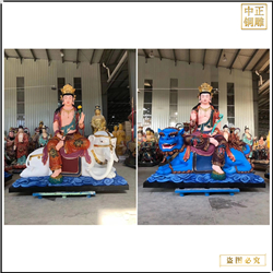 彩繪文殊普賢銅像