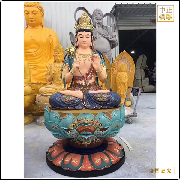 觀世音菩薩彩繪銅佛像