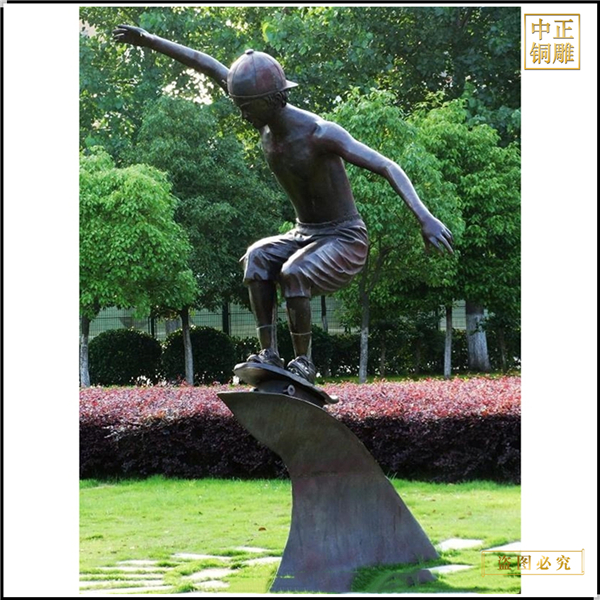 少年玩滑板銅雕塑鑄造