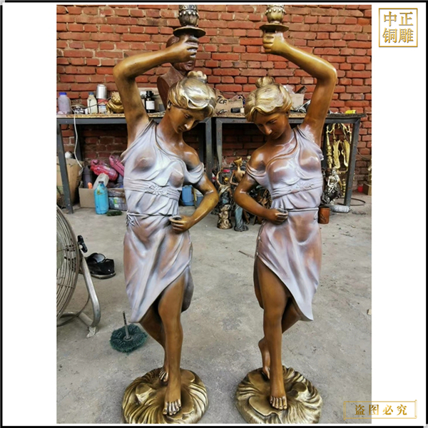 純銅西方人物雕塑