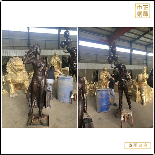購(gòu)物人物銅雕塑擺件