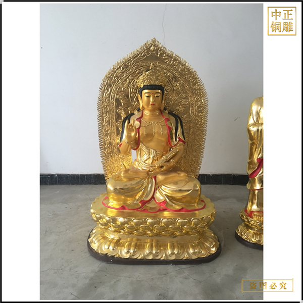 批發(fā)佛堂貼金西方三圣佛像