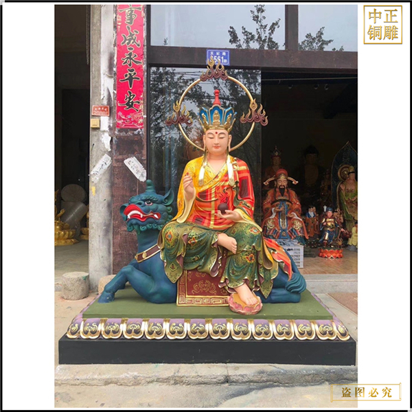 騎坐騎諦聽地藏王菩薩銅佛像