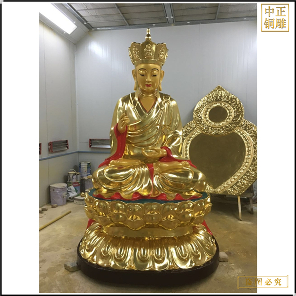 寺廟供奉地藏菩薩銅像