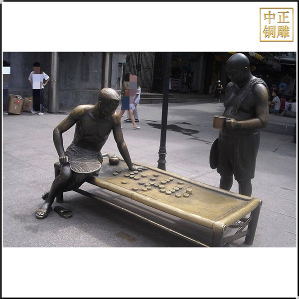 鑄銅下象棋人物雕塑