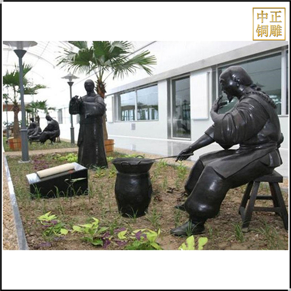 中醫熬藥人物雕塑