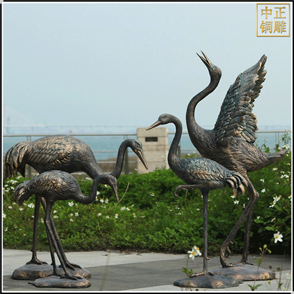 園林仙鶴動物雕塑