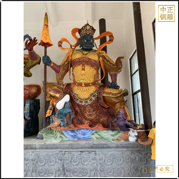 貼金彩繪黑臉四大天王銅佛像廠