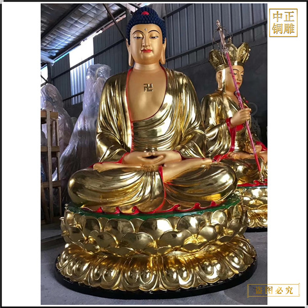 寺廟貼金釋迦牟尼佛銅像