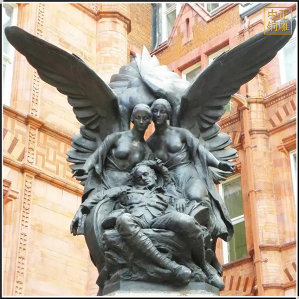 帶翅膀廣場人物銅雕塑